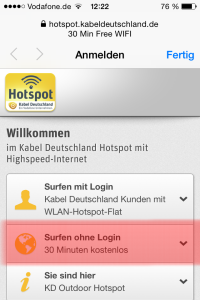 Step 2: “Surfen ohne Login“