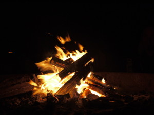 Campfire at the ocean